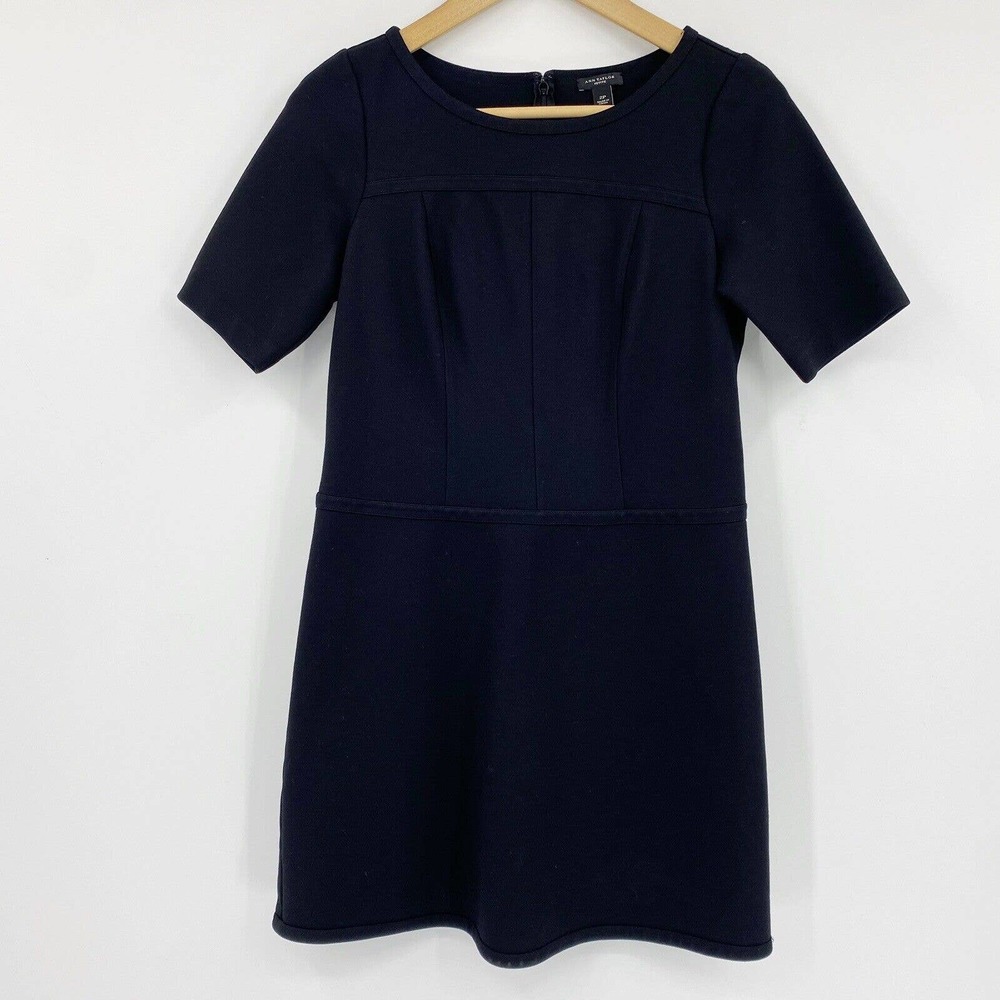 Ann Taylor Short Sleeve A-Line Shift Dress Black Sz 2 Petite